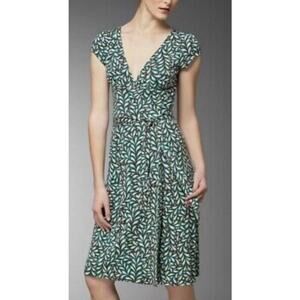 Diane Von Furstenberg DVF Kye Wrap Dress Size 10 Silk Jersey Turquoise Brown